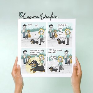Protección - Impresión de cómics del Príncipe Salchicha - Diseño de tira cómica de perro salchicha - Amantes de los perros - Póster de bellas artes