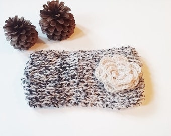 Black Cream Knitted Headband/Head Warmer