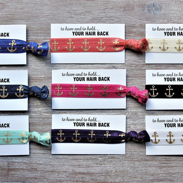 Gold Anchors-Royal Blue-Navy Blue-Light Turquoise-Coral-Hot Pink-Purple-Ivory-Black-White-Hair Ties