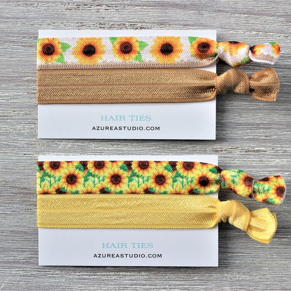 Sunflowers Tan-Sunflower Yellow-Hair Ties