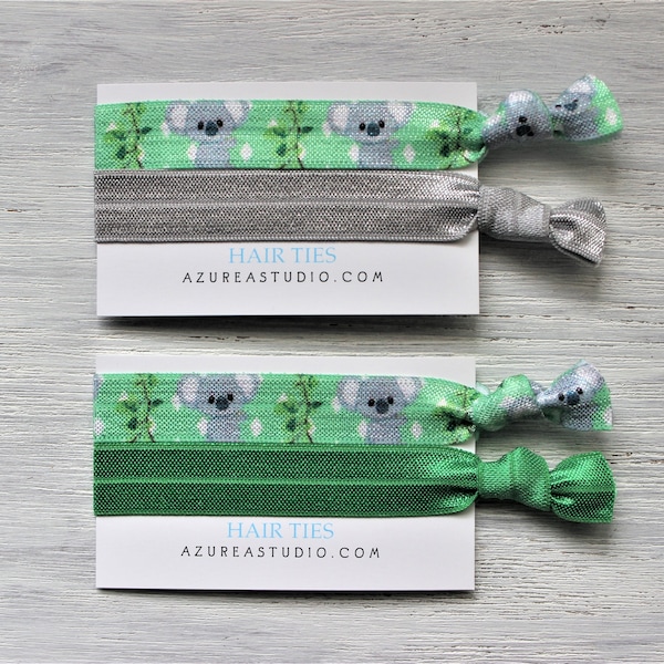 Koala Bear Light Green Hair Ties-Gray-Green