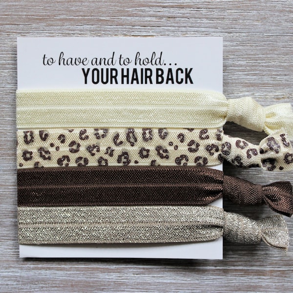 Ivory-Cheetah Ivory Brown-Brown-Taupe Shimmer-Hair Tie Set