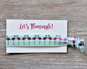 Flamingos Fuchsia Light Blue Hair Ties-Let's Flamingle!