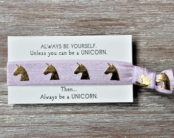 Unicorn Gold Lilac Purple Hair Ties