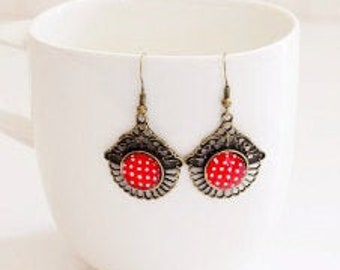 Red White Polka Dots Earrings