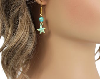 Starfish Verdigris Patina Earrings