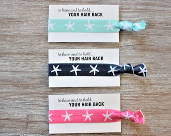 White Starfish-Light Turquoise-Navy Blue-Hot Pink-Hair Ties