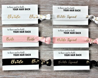 Bride Gold-Bride Squad Gold-White-Light Pink-Black-Hair Ties