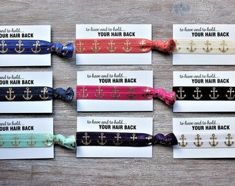 Gold Anchors-Royal Blue-Navy Blue-Light Turquoise-Coral-Hot Pink-Purple-Ivory-Black-White-Hair Ties