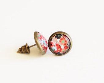 Floral Pink Stud Earrings