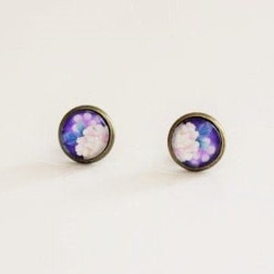 Floral Purple Stud Earrings