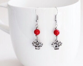 Red Tibetan Basket Earrings