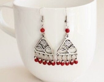 Red Tibetan Earrings