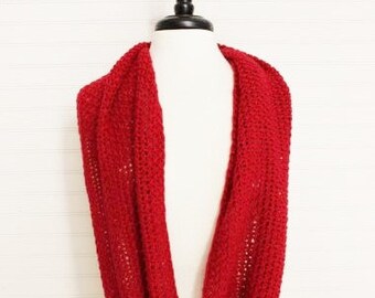 Red Knitted Infinity Scarf