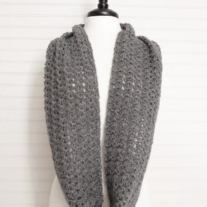 Dark Gray Crochet Infinity Scarf image 1