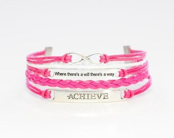 Infinity Achieve Hot Pink White-where there's a will there's a way-Cord Bracelet