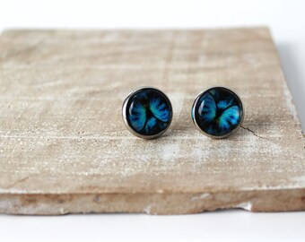 Blue Butterfly Stud Earrings