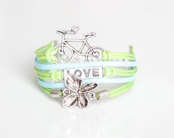Bicycle Love Flower Cord Bracelet