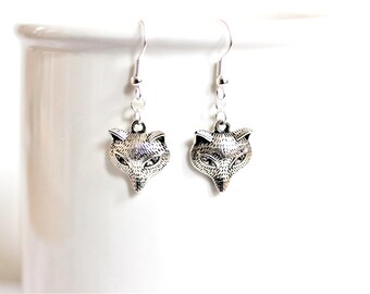 Fox Silver Tone Earrings