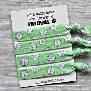 Volleyball Hair Tie Set-Life Is Always Better When I'm Playing VOLLEYBALL-White-Black-Green-Blue-Red GREEN set 4 hairties