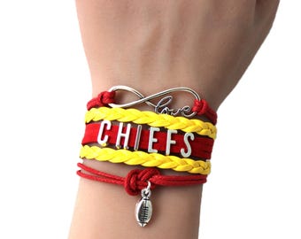 Love KANSAS CITY-Love CHIEFS-Football Multilayered Cord Bracelet