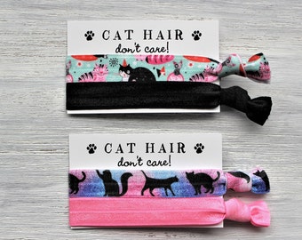 Pink Cat Black Aqua-Black Cat Ombre-Black-Hot Pink-Hair Ties-Cat Hair Don't Care