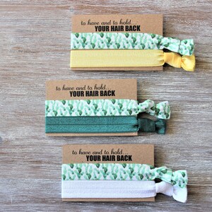 Cactus-Yellow-White-Hunter Green-Hair Ties Set image 6