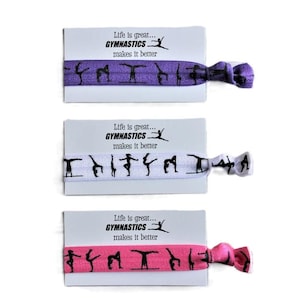 Gymnastics-Pink-White-Purple-Hair Ties-Life is great GYMNASTICS makes it better