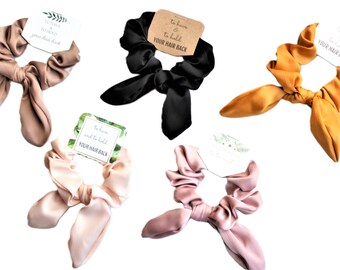 Scrunchies Bow Bunny Ears-Tan-Black-Golden Yellow-Nude-Blush Pink