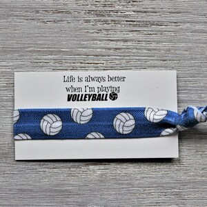 Volleyball Hair Tie Set-Life Is Always Better When I'm Playing VOLLEYBALL-White-Black-Green-Blue-Red BLUE 1 hair tie