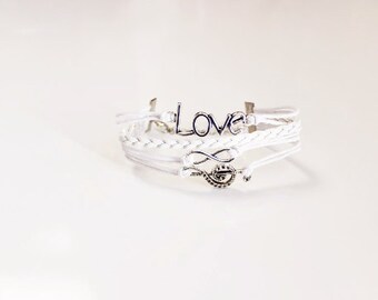 Love Infinity Treble Clef White Bracelet