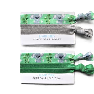 Koala Bear Light Green Hair Ties-Gray-Green