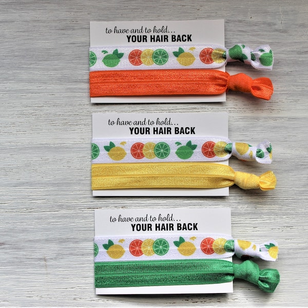 Citrus Hair Ties-Lemons Limes Oranges Hair Ties-Orange-Yellow-Green