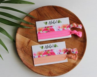 Lilies Pink Floral Tropical-Hot Pink-Peach-Hair Ties