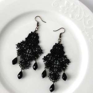 Black Lace Beads Earrings