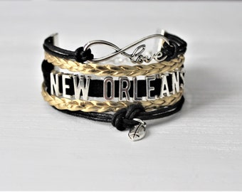 Love NEW ORLEANS-Love SAINTS-Football Cord Bracelet