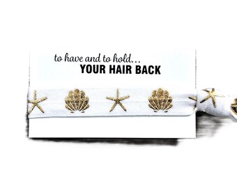 Gold Shell Gold Starfish White-Hair Ties