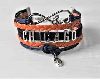 Love CHICAGO-Love BEARS-Football Cord Bracelet