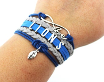 Love DETROIT-Love LIONS-Football Cord Bracelet