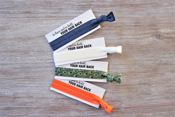 Navy Blue White Peacock Feathers Orange Hair Tie Etsy