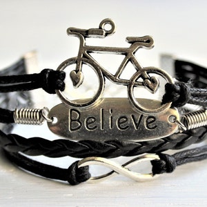 Bicycle Believe Infinity Black Cord Bracelet image 3