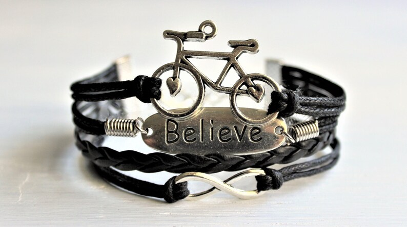 Bicycle Believe Infinity Black Cord Bracelet image 3