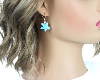 Blue Ceramic Starfish Earrings