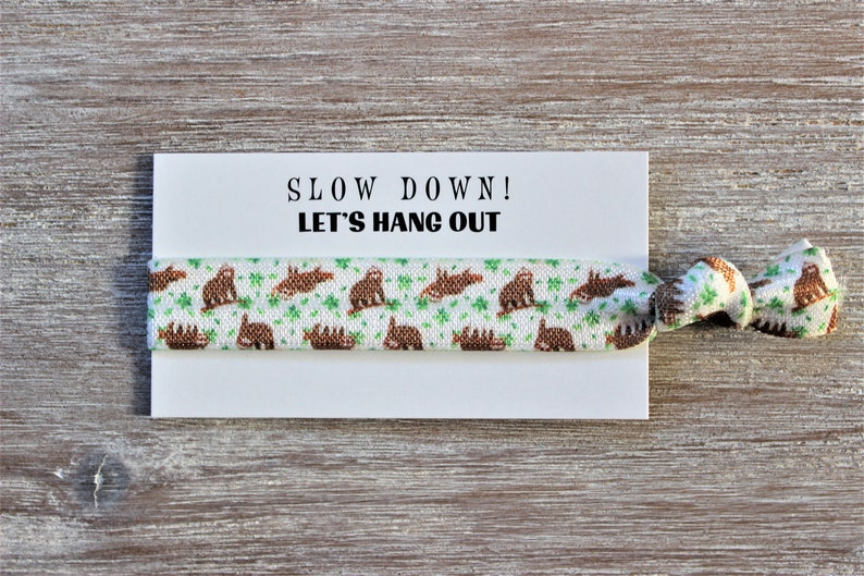 Sloth Blue-Sloth White-Sloth Navy Blue-Hair Ties-Slow Down LET'S HANG OUT WHITE (middle)