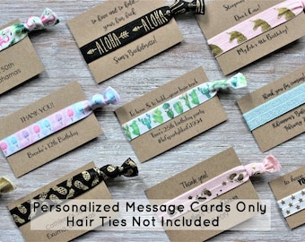 5 Personalized Message Kraft Brown Cardstock Cards-Party Favors Cards For The Hair Ties