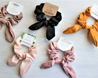 Scrunchies Bow Bunny Ears-Tan-Black-Golden Yellow-Nude-Blush Pink