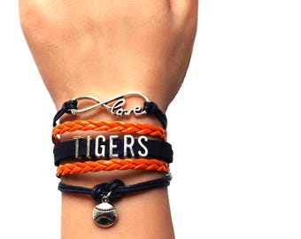 Baseball-Love TIGERS-Baseball Multilayered Cord Bracelet