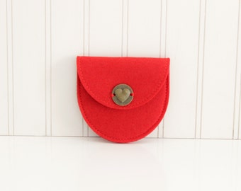 Wool Felt Small Pouch-Red-Black-Avocado Green