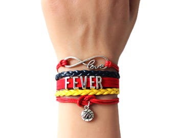 Basketball-Love INDIANA-Love FEVER-Basketball Multilayered Cord Bracelet