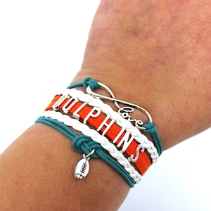 Love MIAMI-Love DOLPHINS-Football Cord Bracelet image 1